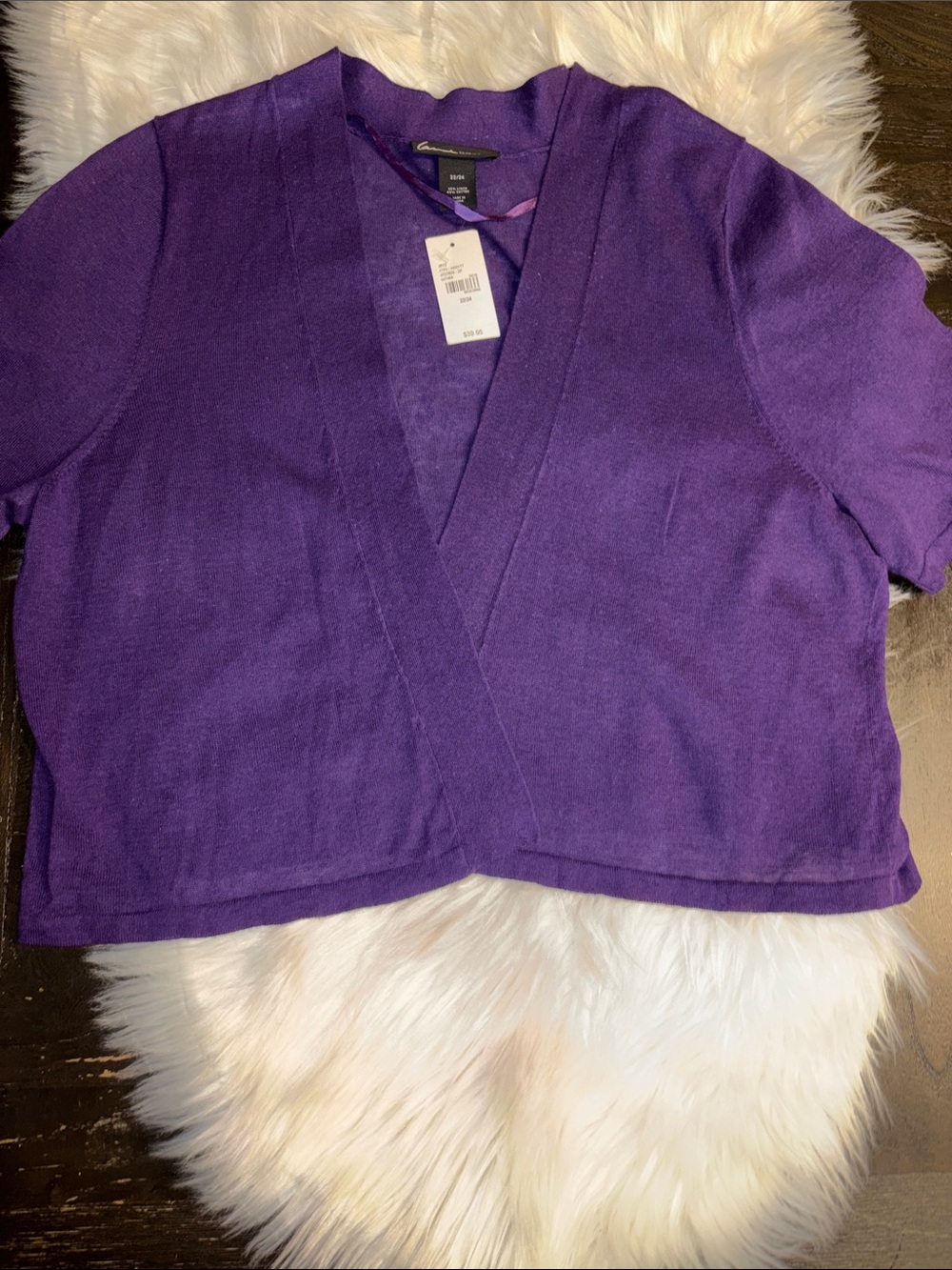 Lane Bryant Deep Purple Cropped Open-Front Shrug